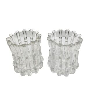 Imperial Glass 2 Broken Column Clear Glass‎ Celery Vase/Open Sugar/Candle Holder